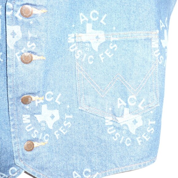 Wrangler Denim Vest ACL Music Fest Austin City Limits Fashion Cool Medium NEW - Picture 4 of 5